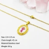 Golden Virgin Mary image oval pendant necklace, 45cm long stainless steel chain, ethnic style religious jewelry Item Picture